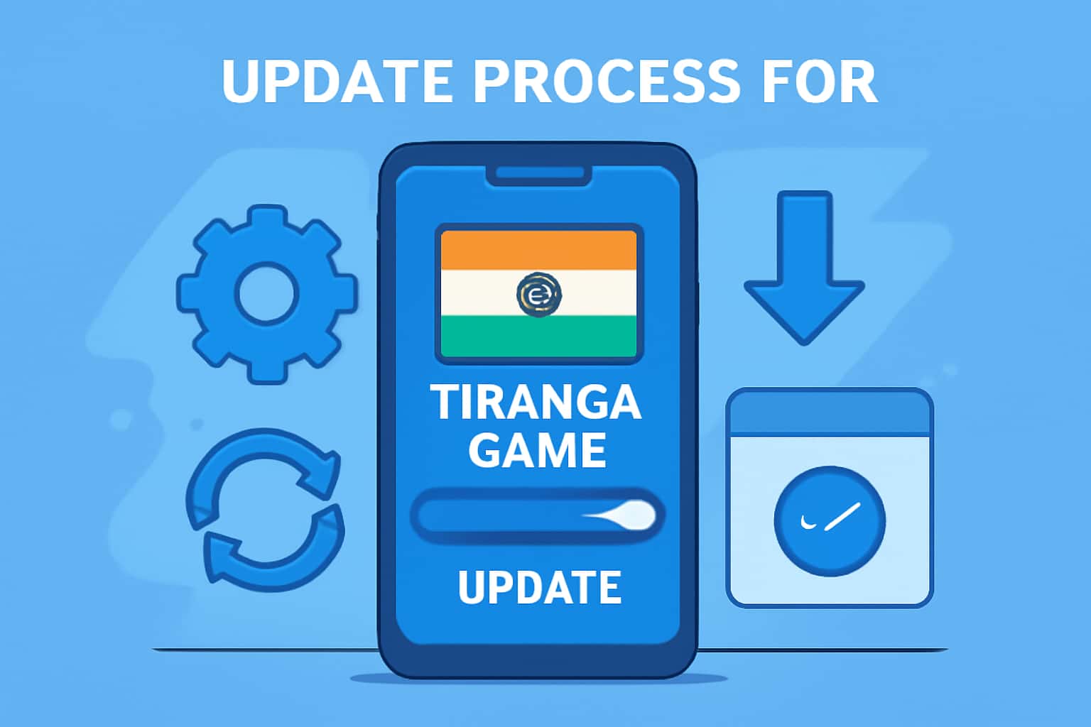 An informational graphic illustrating the update process for Tiranga Game.